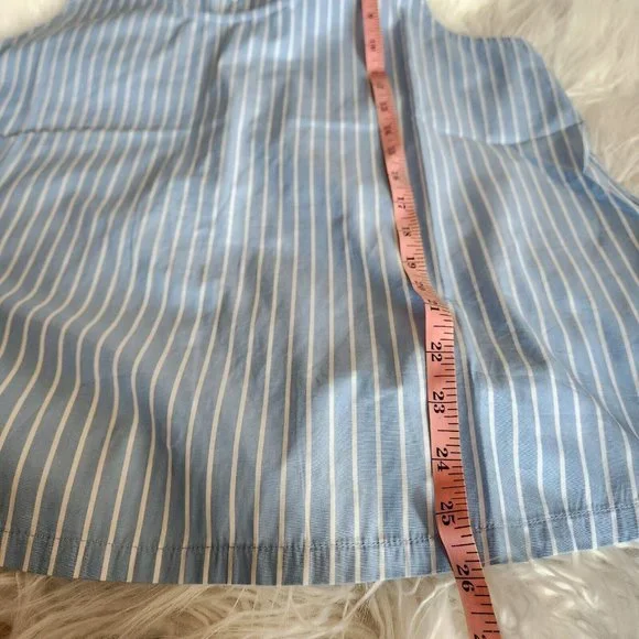 LAKE Pajama 2-PC Set LARGE Top Shorts Blue White Stripe 100% Cotton - Picture 10 of 16